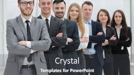  Presentation with professional - PPT theme with portrait-of-a-professional-team background and a dark gray colored foreground