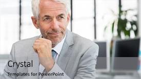  Presentation with lean management thinking - Presentation theme having portrait of a proud businessman background and a light gray colored foreground