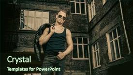  Presentation with nsw street - Presentation design enhanced with portrait of a punk man background and a wine colored foreground