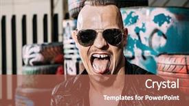  Presentation with punk - Presentation design consisting of portrait of a punk man background and a red colored foreground