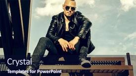  Presentation with examples street food - PPT theme enhanced with portrait-of-a-punk-man background and a navy blue colored foreground