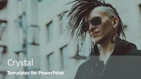  Presentation with punk - PPT layouts enhanced with portrait-of-a-punk-man background and a gray colored foreground