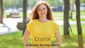  Presentation with yellow - Presentation theme with portrait-of-a-red-haired background and a yellow colored foreground