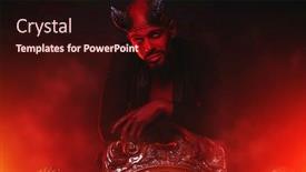  Presentation with vintage movie - PPT theme having portrait-of-a-red-horned background and a wine colored foreground