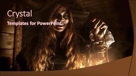  Presentation with lantern - Audience pleasing slide set consisting of portrait-of-a-redhead-witch backdrop and a wine colored foreground