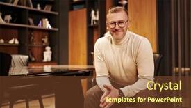  Presentation with rich man - PPT theme having portrait-of-a-respectable-middle background and a tawny brown colored foreground