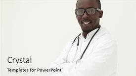  Presentation with socially responsible - PPT theme featuring portrait of a responsible young background and a  colored foreground