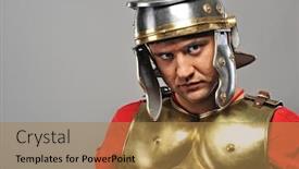  Presentation with roman soldier - Presentation consisting of portrait of a roman legionary background and a coral colored foreground