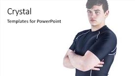  Presentation with rugby - Slide set featuring portrait of a rugby player background and a white colored foreground