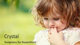  Presentation with sad girl - PPT theme consisting of portrait of a sad curly background and a yellow colored foreground