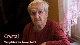  Presentation with woman sad - Beautiful PPT theme featuring portrait of a sad elderly backdrop and a wine colored foreground