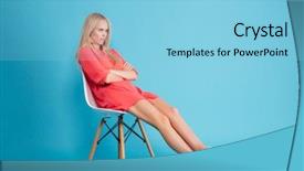  Presentation with blue red and yellow - Audience pleasing slide deck consisting of portrait of a sad grumpy backdrop and a light blue colored foreground