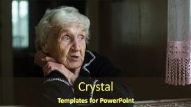  Presentation with lonely - Presentation design with portrait of a sad old lady care for lonely pensioners background and a tawny brown colored foreground