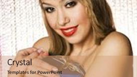  Presentation with girl christmas - Cool new presentation with portrait of a santa girl holding a christmas present smiling and looking at the camera backdrop and a coral colored foreground