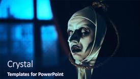  Presentation with nun - Audience pleasing presentation consisting of portrait-of-a-scary-cursed backdrop and a navy blue colored foreground
