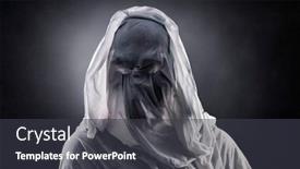  Presentation with ghost - Theme with portrait-of-a-scary-ghost background and a dark gray colored foreground