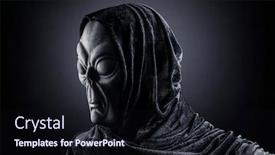  Presentation with alien - Amazing slide deck having portrait-of-a-scary-humanoid backdrop and a wine colored foreground