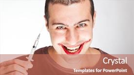  Presentation with serial killer - Presentation theme having portrait of a scary killer background and a coral colored foreground