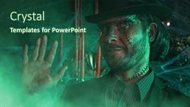  Presentation with gothic castle - Theme featuring portrait-of-a-scary-mysterious background and a tawny brown colored foreground