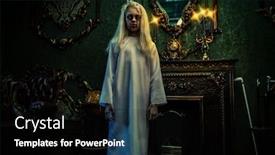  Presentation with scary halloween - Colorful presentation design enhanced with film in a room zombie backdrop and a black colored foreground