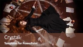  Presentation with scary - Slide set featuring portrait-of-a-scary-witch background and a tawny brown colored foreground