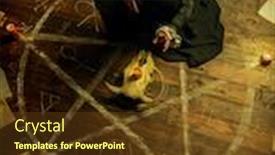  Presentation with green house - Cool new slide deck with portrait-of-a-scary-witch backdrop and a tawny brown colored foreground