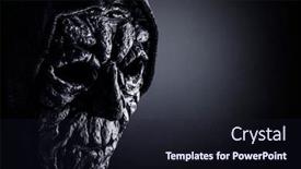  Presentation with scary - PPT theme featuring portrait-of-a-scary-wrinkled background and a wine colored foreground