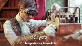  Presentation with steampunk - Presentation theme featuring portrait-of-a-scientist-steampunk background and a tawny brown colored foreground