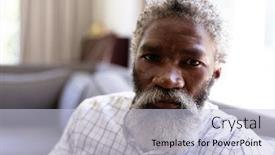  Presentation with social isolation - PPT layouts enhanced with portrait-of-a-senior-african background and a lemonade colored foreground