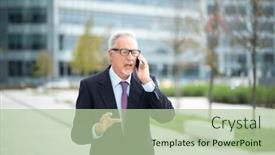  Presentation with cell - Slide deck consisting of portrait-of-a-senior-businessman background and a mint green colored foreground