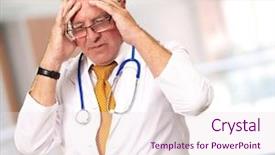  Presentation with head injury - Presentation design having portrait of a senior doctor background and a  colored foreground