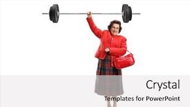  Presentation with barbell - Audience pleasing slide deck consisting of portrait of a senior lady backdrop and a white colored foreground