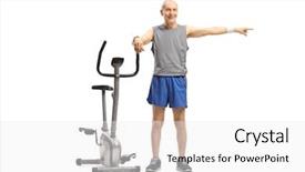  Presentation with exercise bike - Audience pleasing slide set consisting of portrait of a senior leaning backdrop and a  colored foreground