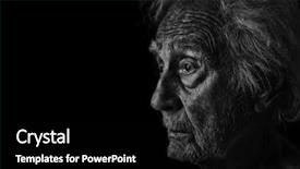  Presentation with studio - Audience pleasing slide deck consisting of portrait of a senior man backdrop and a black colored foreground