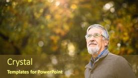  Presentation with outdoors - Slide set featuring portrait-of-a-senior-man background and a tawny brown colored foreground