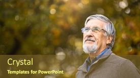  Presentation with outdoors - Slide deck featuring portrait-of-a-senior-man background and a tawny brown colored foreground