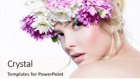  Presentation with cosmetics beauty - Beautiful presentation design featuring portrait of a sensual spring backdrop and a sky blue colored foreground