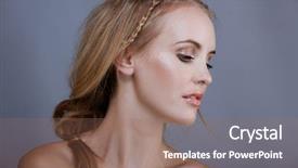  Presentation with messy - PPT theme with portrait of a sensual woman model with messy braided romantic hairstyle on gray with natural makeup professionally retouched to preserve natural complexion background and a coral colored foreground