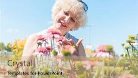  Presentation with serene - Amazing slide deck having portrait-of-a-serene-senior backdrop and a coral colored foreground