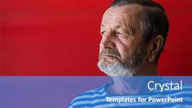  Presentation with elderly - Beautiful slides featuring portrait-of-a-serious-elderly backdrop and a teal colored foreground