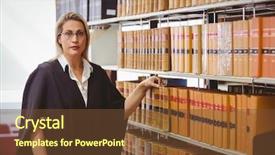  Presentation with lawyer - Presentation theme enhanced with portrait of a serious lawyer with reading glasses in library background and a tawny brown colored foreground