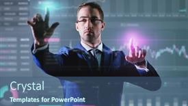  Presentation with managing information - Presentation theme featuring portrait-of-a-serious-male background and a ocean colored foreground