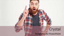  Presentation with idea - Presentation theme featuring portrait of a serious mind background and a  colored foreground