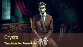  Presentation with luxury lifestyle - PPT theme enhanced with portrait-of-a-serious-well background and a tawny brown colored foreground