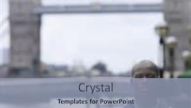  Presentation with england - Beautiful slide set featuring portrait of a serious young african american man with arms crossed in front of tower bridge in england backdrop and a light blue colored foreground