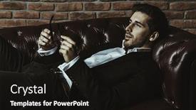  Presentation with fashion accessories - Slide deck featuring portrait of a sexy handsome man on a leather sofa luxurious lifestyle fashion shot men's clothing and accessories background and a black colored foreground