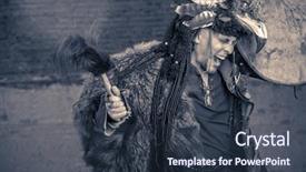  Presentation with shaman - Amazing PPT layouts having portrait of a shaman dancing backdrop and a tawny brown colored foreground