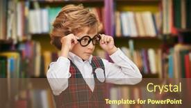  Presentation with school children - PPT layouts with portrait-of-a-smart-boy background and a tawny brown colored foreground