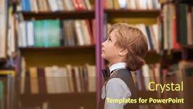  Presentation with children education - Presentation theme enhanced with portrait-of-a-smart-boy background and a tawny brown colored foreground