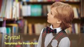  Presentation with children education - Slide deck having portrait-of-a-smart-boy background and a tawny brown colored foreground